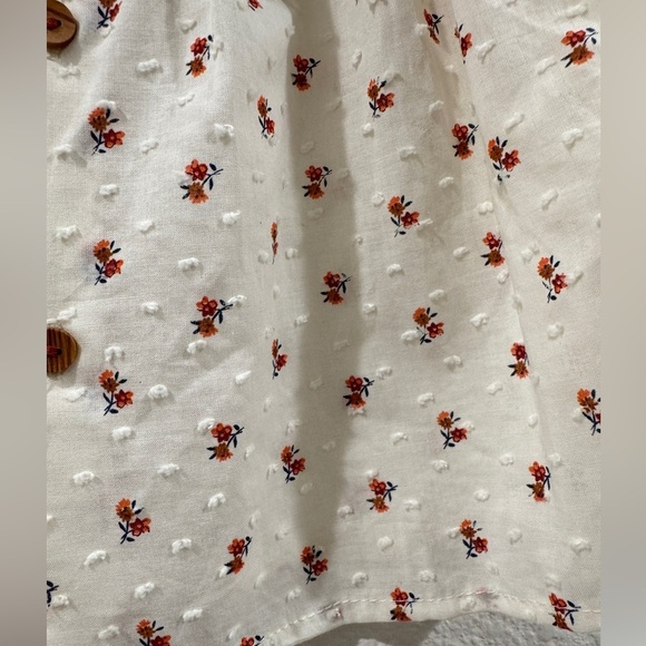 Zara Cream Dainty Floral Pintuck Pleat Swiss Dot Prairie Boho Top 12-18 Months - Picture 7 of 14